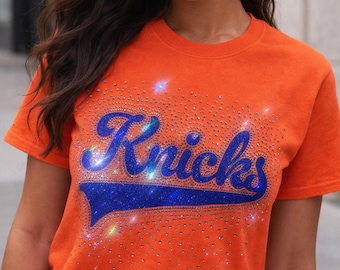 Knicks  Basketball Rhinestone Shirt | Glitter Game Day Tee