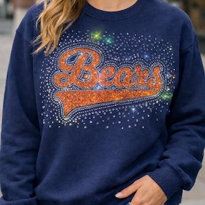 Bears Glitter Rhinestone Crewneck | Game Day Sweatshirt