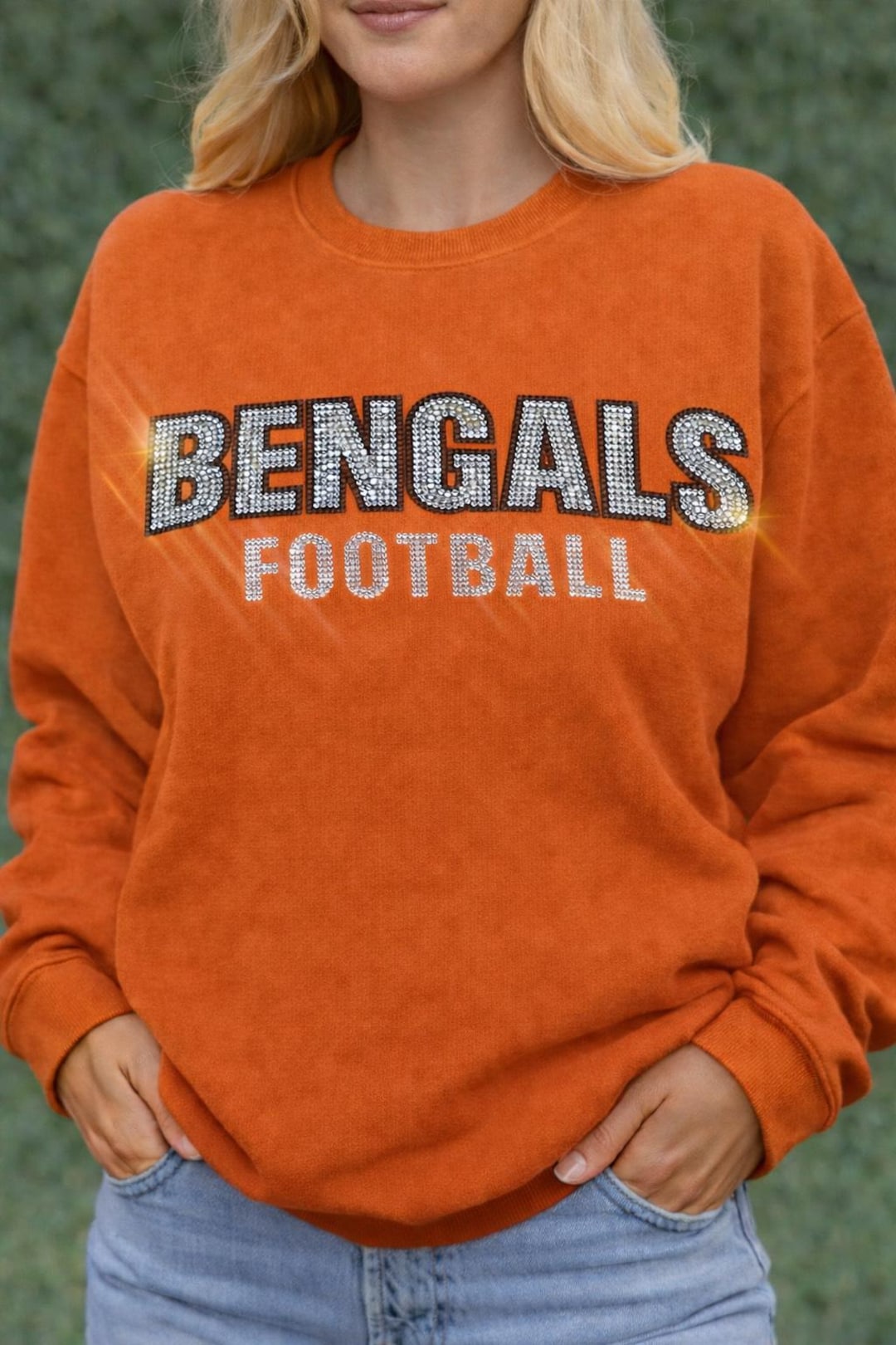 Bengals Rhinestone Football Sweatshirt – Sparkly Game Day Crewneck ...