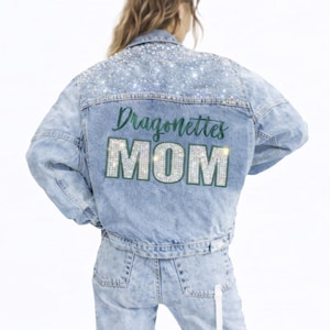 Custom Embroidered Rhinestone Denim Jacket | Personalized Dance Team Jacket