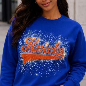 Glitter Rhinestone Knicks Sweatshirt | Game Day Bling Crewneck