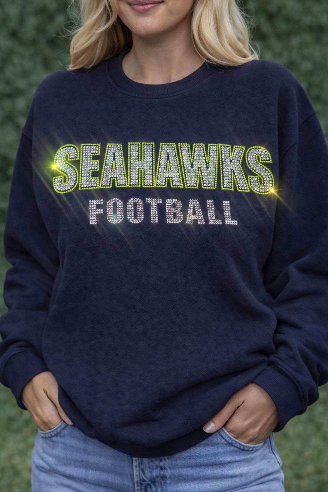 Seahawks Rhinestone Bling Sweatshirt | Sparkly Game Day Crewneck ...