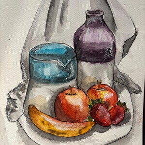 Nature morte, acquerello su foglio di cotone