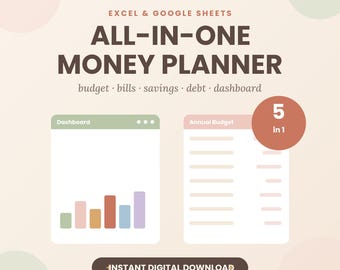 Planejador Financeiro Completo | Orçamento, Contas, Poupança, Controle de Dívidas (Download Digital)