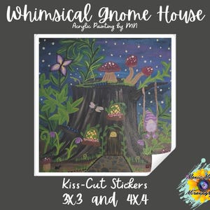 Whimsical Gnome House Sticker - Unique Acrylic Art Prints - Perfect for Gifting!