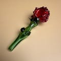 Rose Glass Smoking Pipe – Hand Blown Hand Pipe, Spoon Pipe, Tobacco Pipe, Romantic Gift for Her or Him