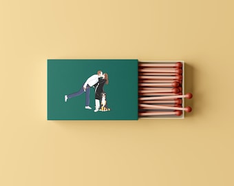 Custom Wedding Matchboxes, Personalized Wedding Gift, Bridesmaid Gift, Custom Wedding Favor, Wedding Sketches, Free Express Shipping