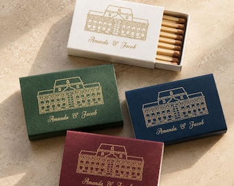 Venue Illustration Matchboxes | Hand Drawn Wedding Favors