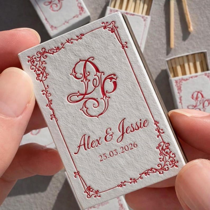 Red Matches with custom design matchboxes