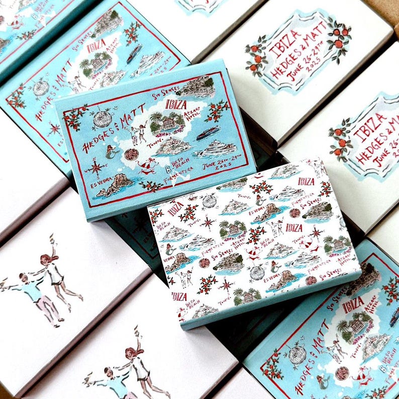 Colored Matchboxes with handmade favors