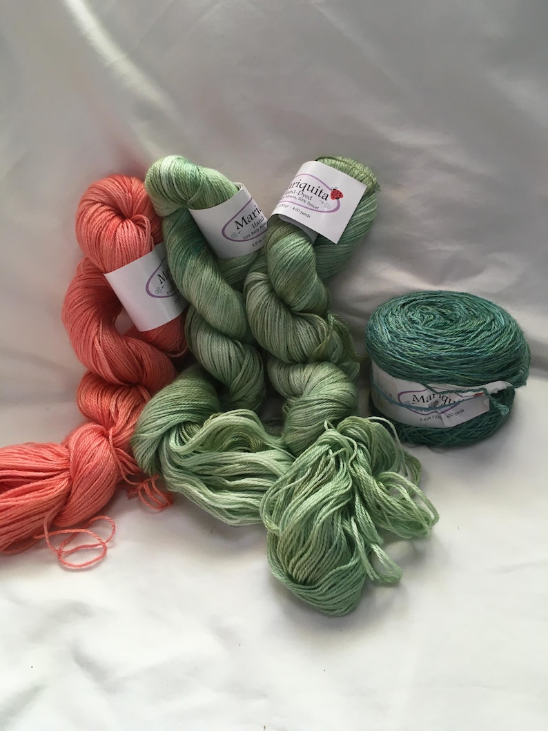 The Alpaca Yarn Co. Mariquita, Fingering 50/50 Alpaca, Tencel: Peach Blossoms, Spring Peepers, Rainforest image 1