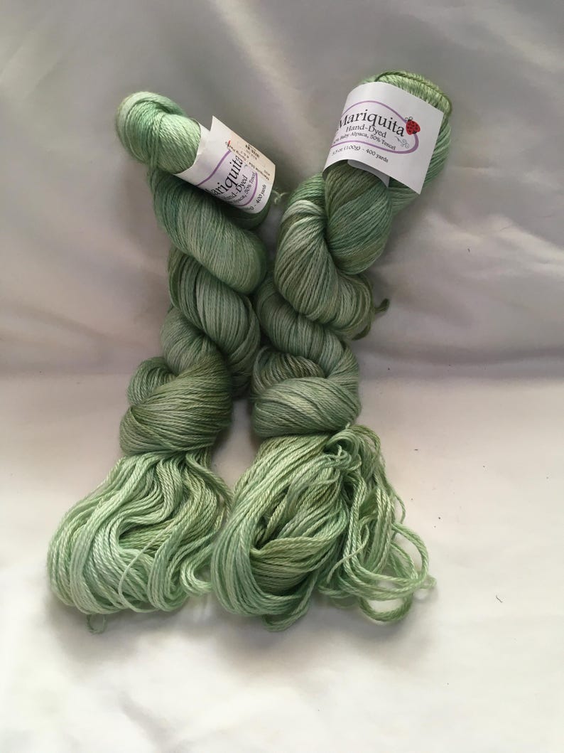 The Alpaca Yarn Co. Mariquita, Fingering 50/50 Alpaca, Tencel: Peach Blossoms, Spring Peepers, Rainforest Spring peepers