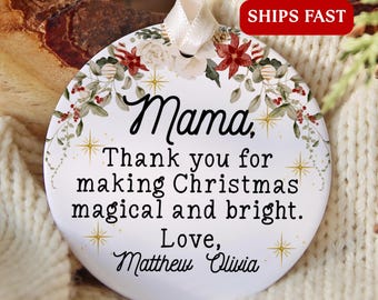 Custom Mama Ornament, Personalized Mama Christmas Ornament for New Mama to be Future Mama Announcement Ornament Gifts for Mama Est Keepsake