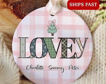 Personalized Lovey Ornament, Custom Lovey Christmas Ornament for New Lovey to be Lovey Announcement Gift Lovey Est Keepsake Lovey Ornament