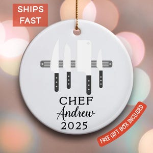 Personalized Chef Knife Set Ornament Christmas Chef Gift Christmas gift for Chef Unique Holiday Gift for Chef