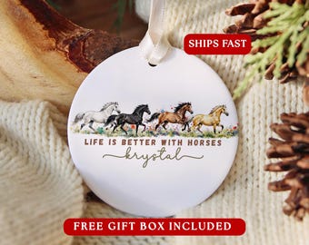 Horse Ornament, Custom Horse Christmas Ornament Personalized Horse Christmas Ornament Gifts for Horse Lover Horse Back Riding Ornament