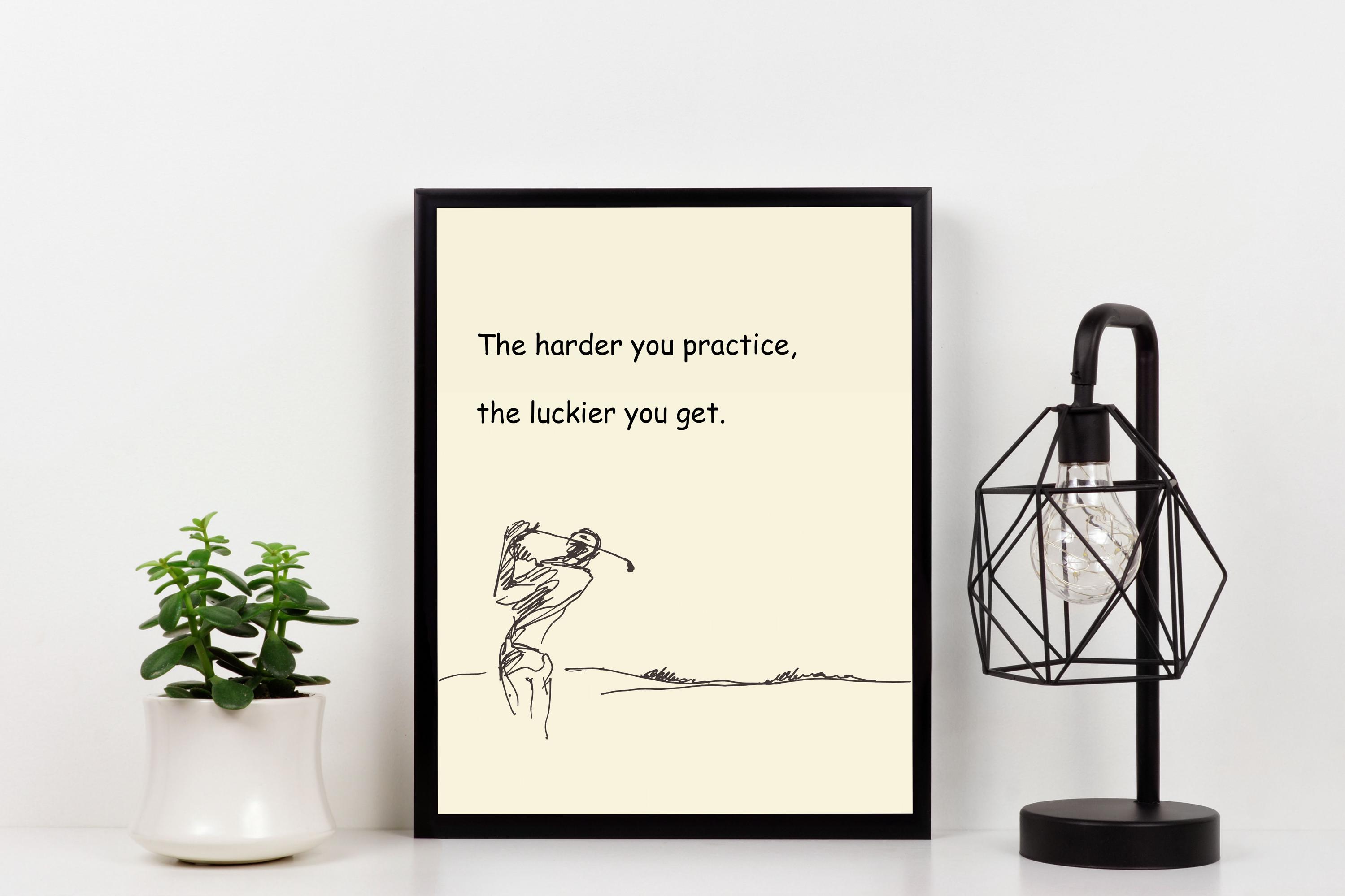 Minimalist Golf Print | The Harder You Practice The Luckier You Get | Golf Wall Art | Golf Office Decor | Digital Download | Golf Lover Art