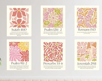 Christian Boho Wall Art Set – 6 Bible Verse Prints | Digital Download Scripture Decor | Faith Printable | 16x20 Boho Artwork