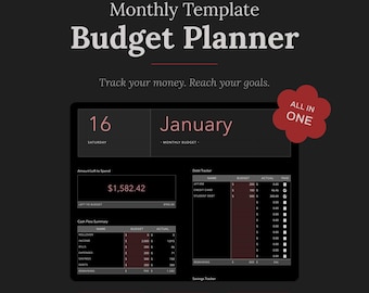 All-in-One Monthly Budget Planner Template for Apple Numbers | Expense + Debt + Savings Tracker (Cinder)