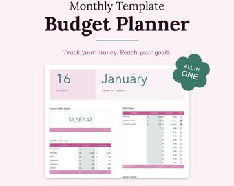 All-in-One Monthly Budget Planner Template for Apple Numbers | Expense + Debt + Savings Tracker (Bloom)