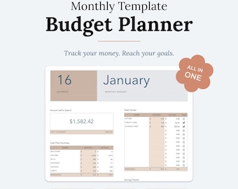 All-in-One Monthly Budget Planner Template for Apple Numbers | Expense + Debt + Savings Tracker