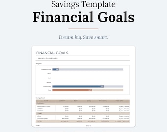 Savings Goals Tracker Template for Apple Numbers | Debt + Savings Planner with Progress Tracking