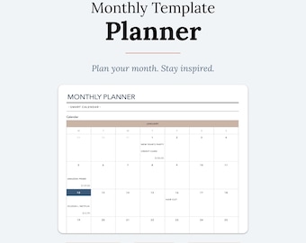 Monthly Planner Template for Apple Numbers | Smart Calendar + Subscription Tracker + Task Manager