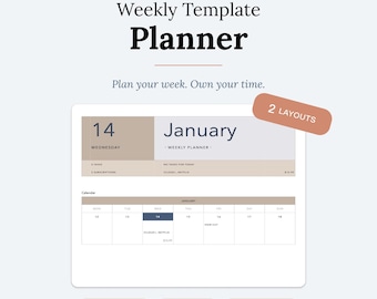 Weekly Planner Template for Apple Numbers | 2 Layouts | Subscription + Task Tracker