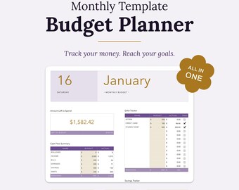 All-in-One Monthly Budget Planner Template for Apple Numbers | Expense + Debt + Savings Tracker (Dusk)