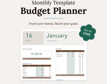 All-in-One Monthly Budget Planner Template for Apple Numbers | Expense + Debt + Savings Tracker (Espresso)