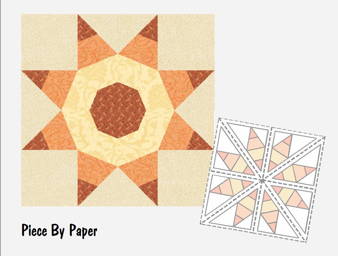 Sunshine Star Quilt Block Pattern Foundation Paper Piecing PDF 