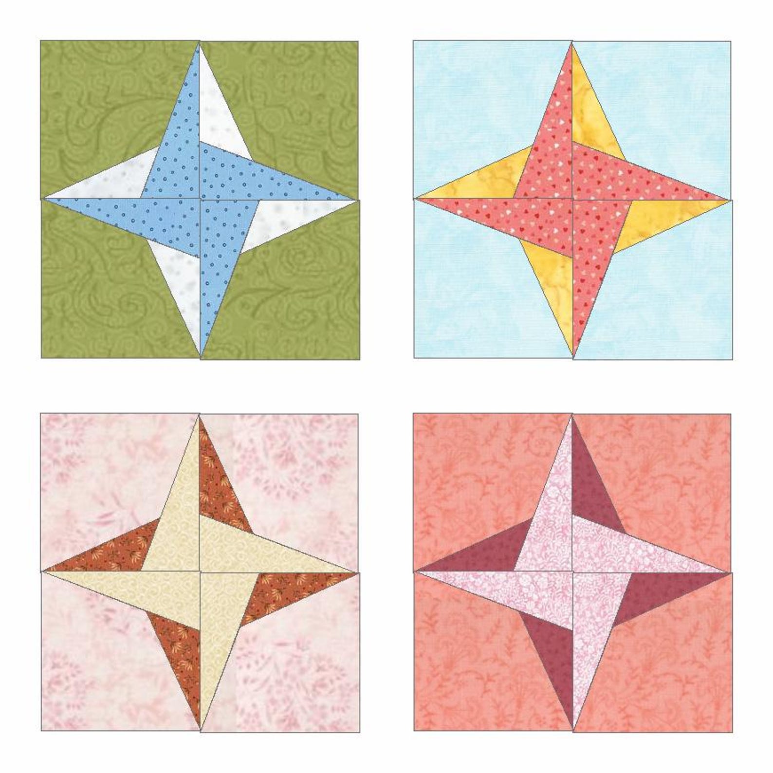 Fireball Quilt Block Pattern: Foundation Paper Piecing, 5 Sizes (PDF ...