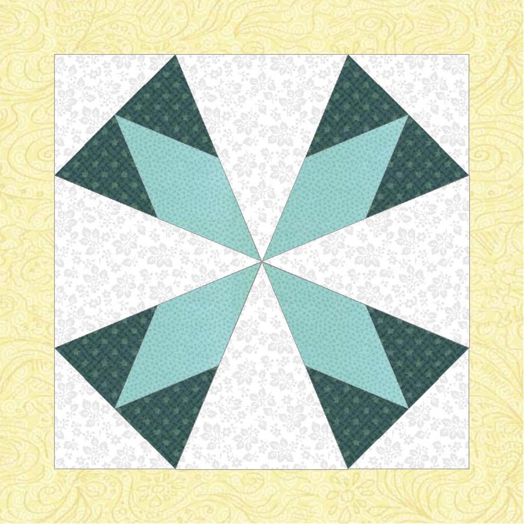 Diamond Star Quilt Block Pattern: Foundation Paper Piecing, 5 Sizes ...