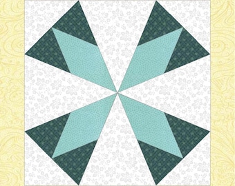Diamant Stern Quilt Block-Muster: Papier zusammennähen, 5 Grössen (PDF Download)