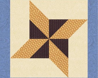 Shooting Star Quilt-Block-Muster in 5 Größen (PDF Download)