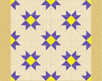 Sawtooth Star Quilt Block Pattern: Foundation Paper Piecing, 6 Sizes (PDF Download)