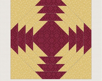 Bloc de courtepointe ananas hawaïen : motif d'assemblage de papier de base (téléchargement PDF)