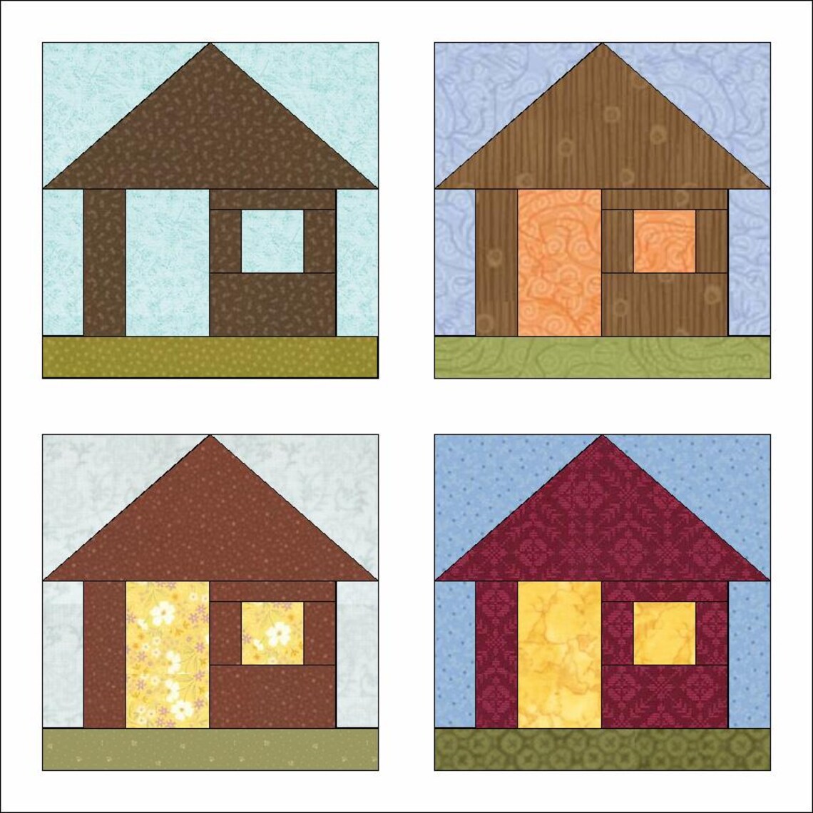 Little House Block: Foundation Paper Piecing Pattern, 6 Sizes (PDF ...