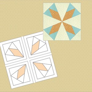 FPP Pattern: Diamond Star Block-- 5 Sizes, Foundation Paper-piecing ...