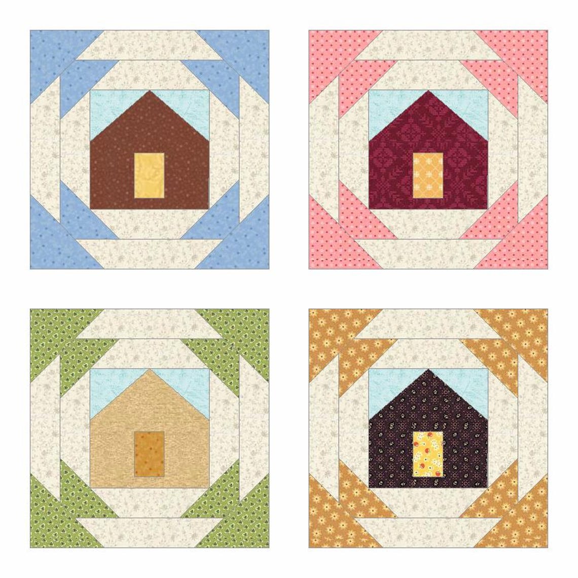 Pineapple House Quilt Block Pattern: Foundation Paper Piecing (PDF ...