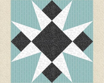 Gebrochenes Medaillon Quilt-Block Muster: Papier zusammenfügen, 6 Grössen (PDF Download)