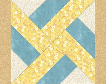 Water Wheel Quilt Block Pattern: Papier zusammennähen (PDF Download)