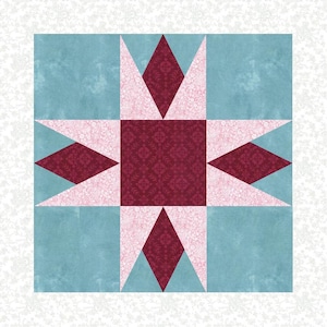 FPP Pattern: Tulip Garden Block-- 7 sizes, foundation paper-piecing pattern,  Multiple sizes, PDF Download.