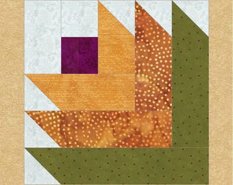 Log Cabin Lilly Quilt Block FPP-mönster: 6 storlekar (PDF-nedladdning)