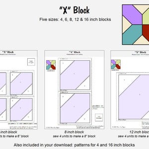 X Block FPP Pattern: 5 Sizes, Scrap Piecing (PDF Download) - Etsy
