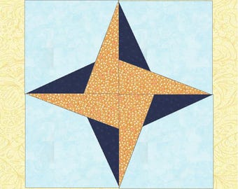 Fireball Quilt Block-Muster: Foundation Paper Piecing, 5 Größen (PDF Download)