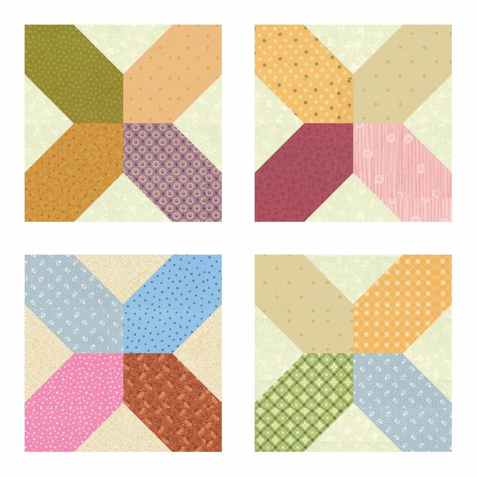 X Block FPP Pattern: 5 Sizes, Scrap Piecing (PDF Download) - Etsy