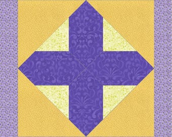 Padrão de colcha Cross Block: 7 tamanhos, patchwork em papel (download em PDF)