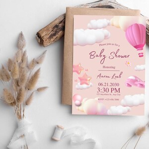 Baby Girl Pink And White Shower Invite, Modern Baby Shower Template, Baby Shower Invitation, Canva Template, Games