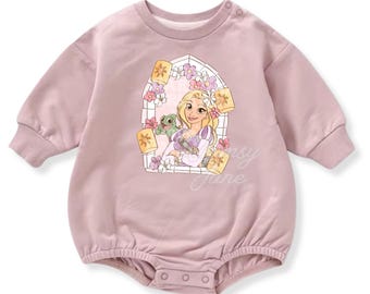 Long Hair Princess in Window (#81) on a Sweatshirt, Tshirt or Bubble Romper for Babies and Toddlers